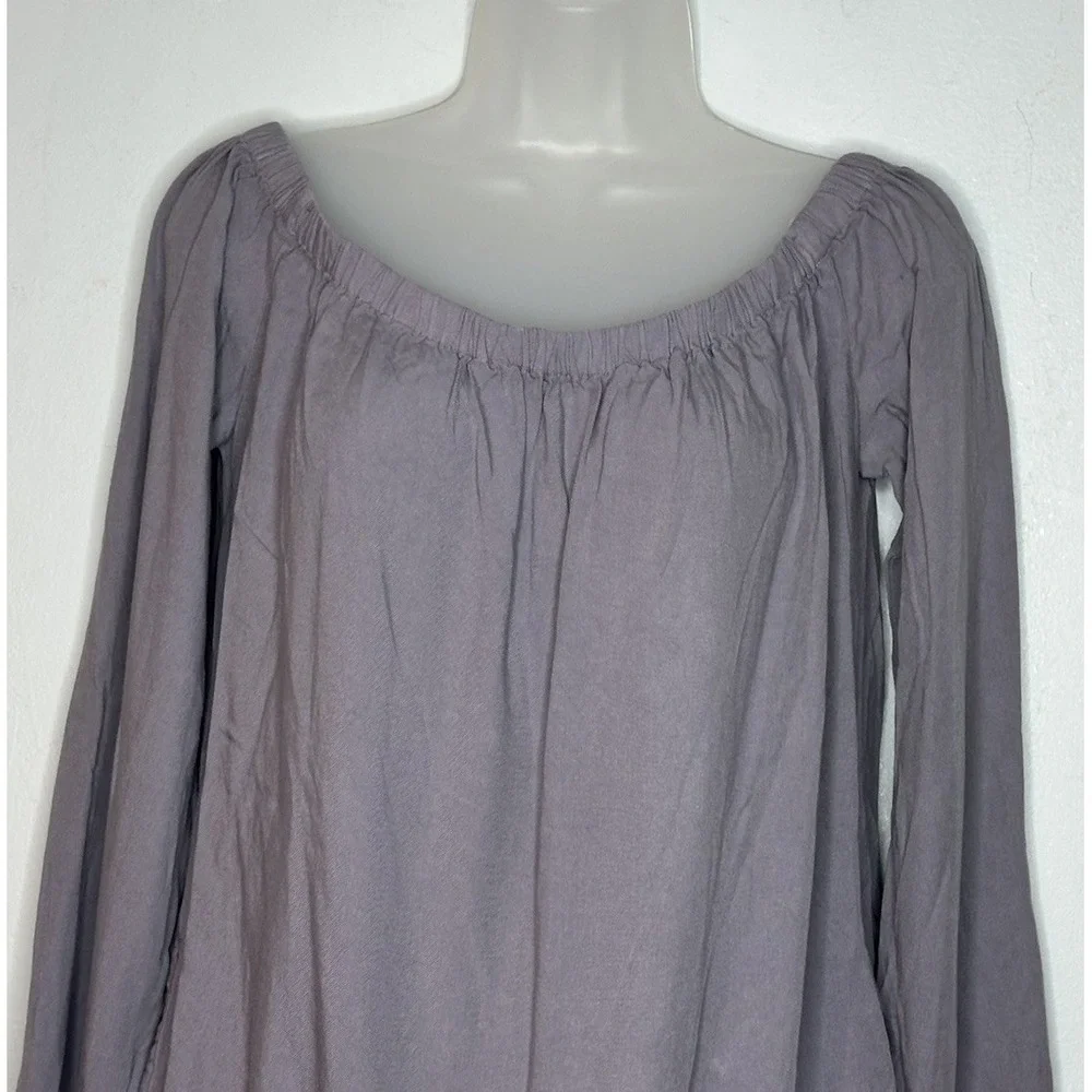 Anthropologie‎ Cloth & Stone Gray Off the Shoulder Top Size Medium 3/4 Sleeves